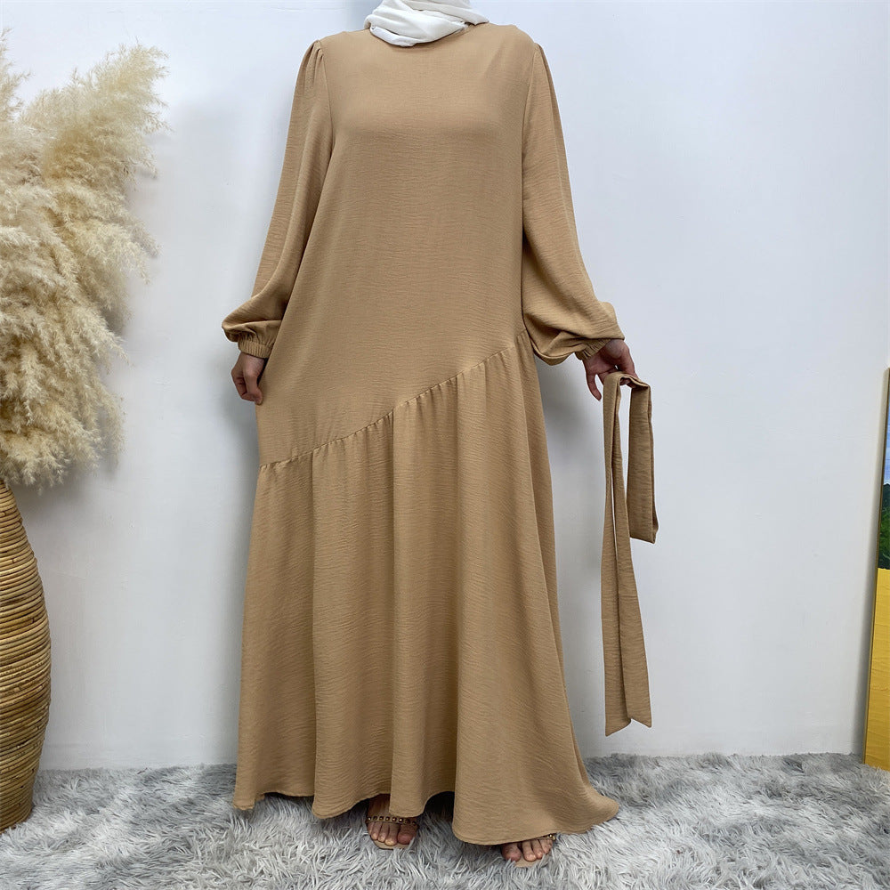 Stitching Swing Solid Color Dress Dubai Women