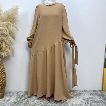 Stitching Swing Solid Color Dress Dubai Women
