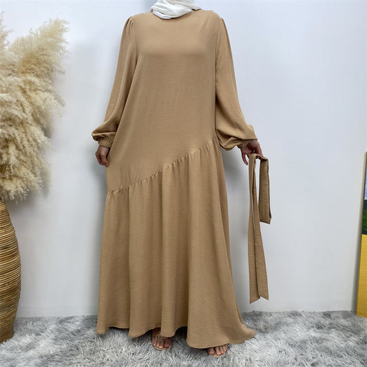 Stitching Swing Solid Color Dress Dubai Women