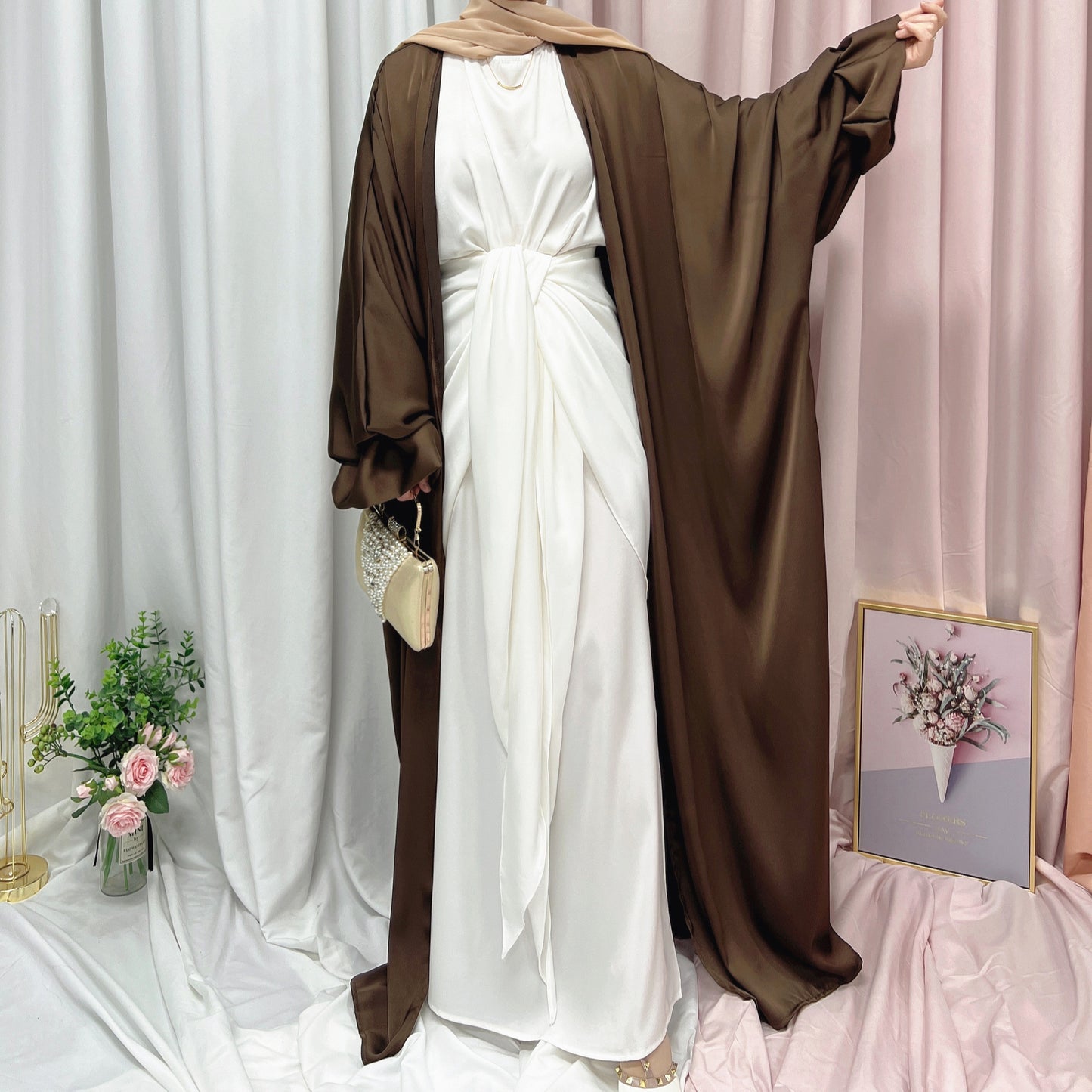 Puff Sleeve Elegant Cardigan Dress Dubai