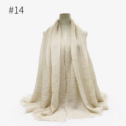 Bubble Plain Soft Cotton Scarf Wrap For Women