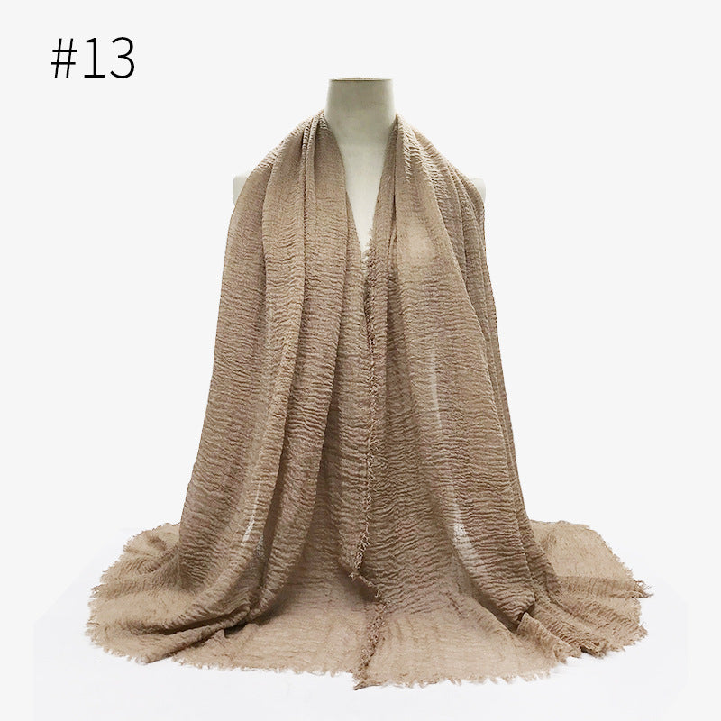 Bubble Plain Soft Cotton Scarf Wrap For Women