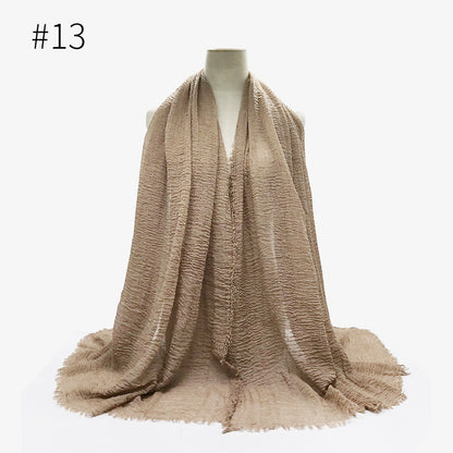 Bubble Plain Soft Cotton Scarf Wrap For Women