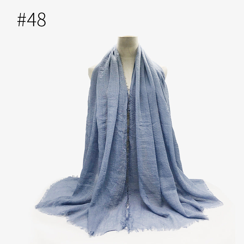 Bubble Plain Soft Cotton Scarf Wrap For Women