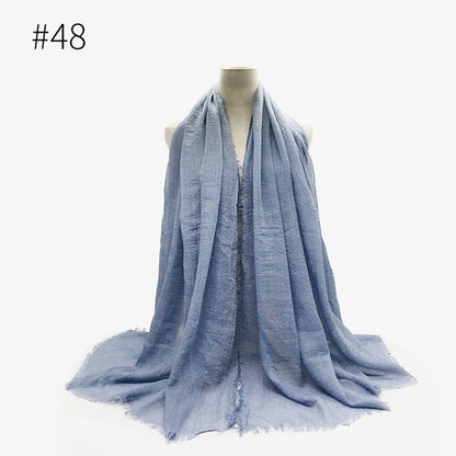 Bubble Plain Soft Cotton Scarf Wrap For Women