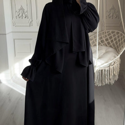 Small Horn Sleeve Solid Color Dress Dubai