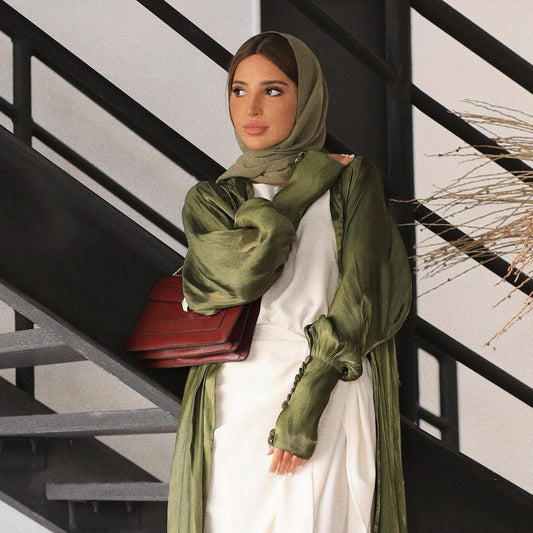 Satin Cardigan Gown Elegant Style Dubai