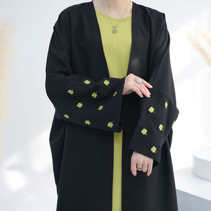 Clover Embroidered Elegant Cardigan Dress