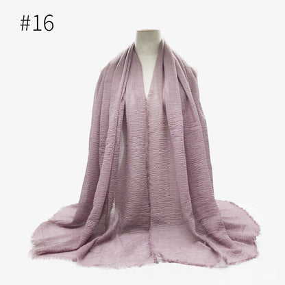 Bubble Plain Soft Cotton Scarf Wrap For Women