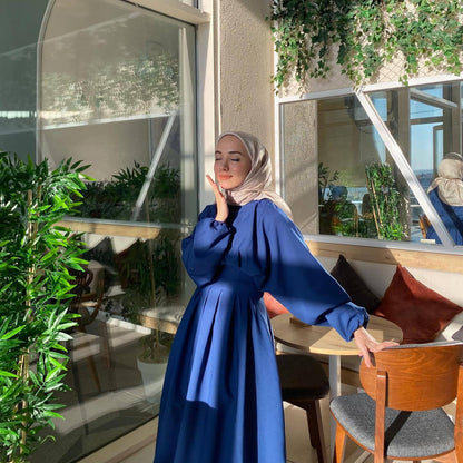 Drawstring Sleeve Solid Color Dress Dubai