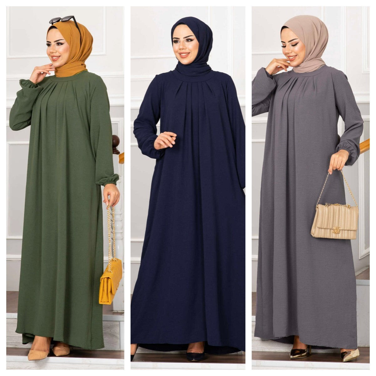Wrinkle Style Modest Women Dress Dubai