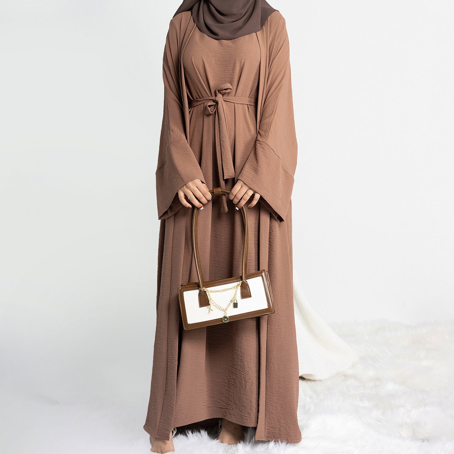 Two-Piece Tie Robe Set in Dubai Modest Wear