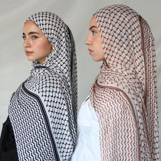 Chiffon Plaid Printed Arabic Style Fashion Scarf