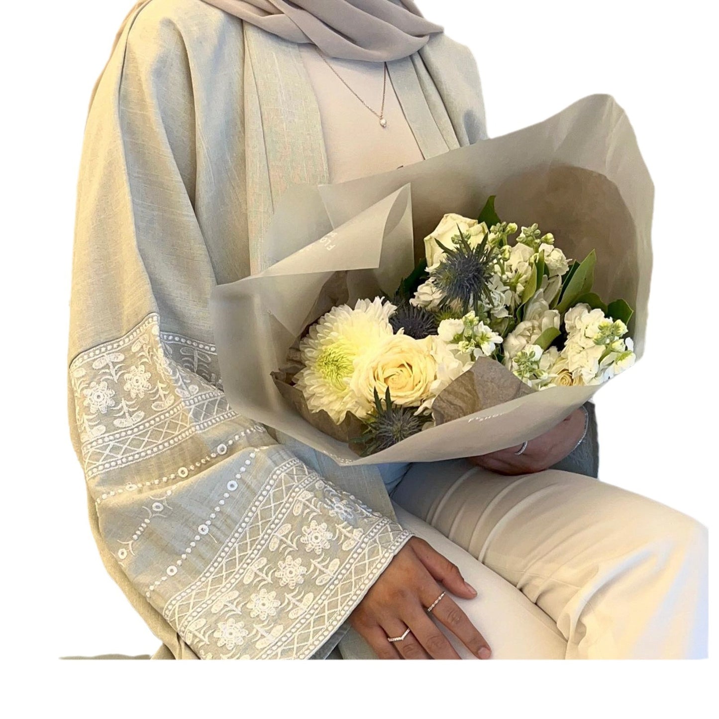 Saudi Middle East Embroidered Elegant Cardigan Robe