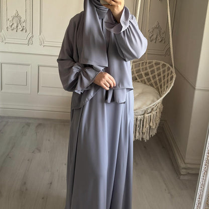 Small Horn Sleeve Solid Color Dress Dubai