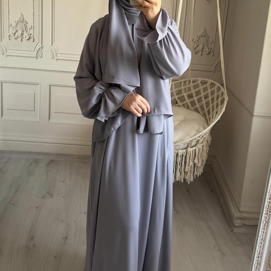 Small Horn Sleeve Solid Color Dress Dubai