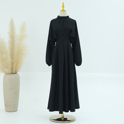 Drawstring Sleeve Solid Color Dress Dubai