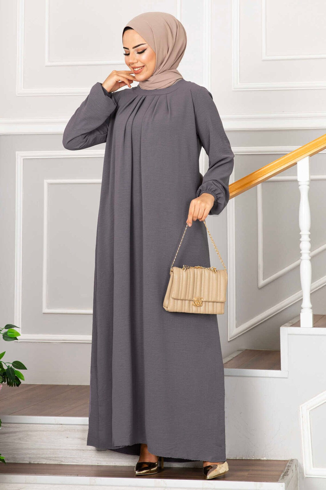 Wrinkle Style Modest Women Dress Dubai