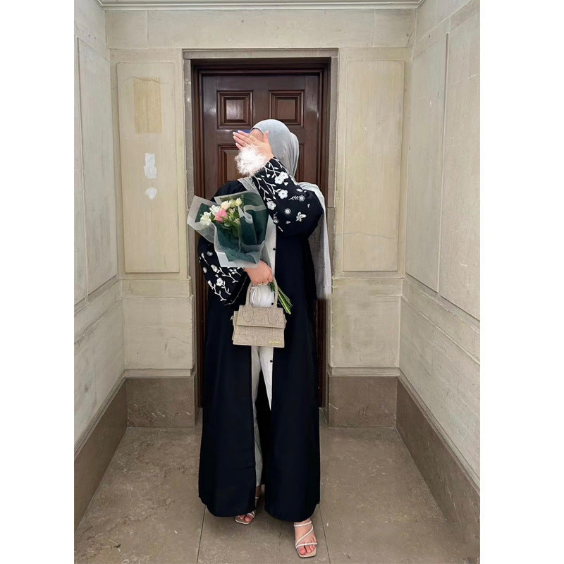 Dubai Embroidered Loose Bat Sleeve Cardigan Robe