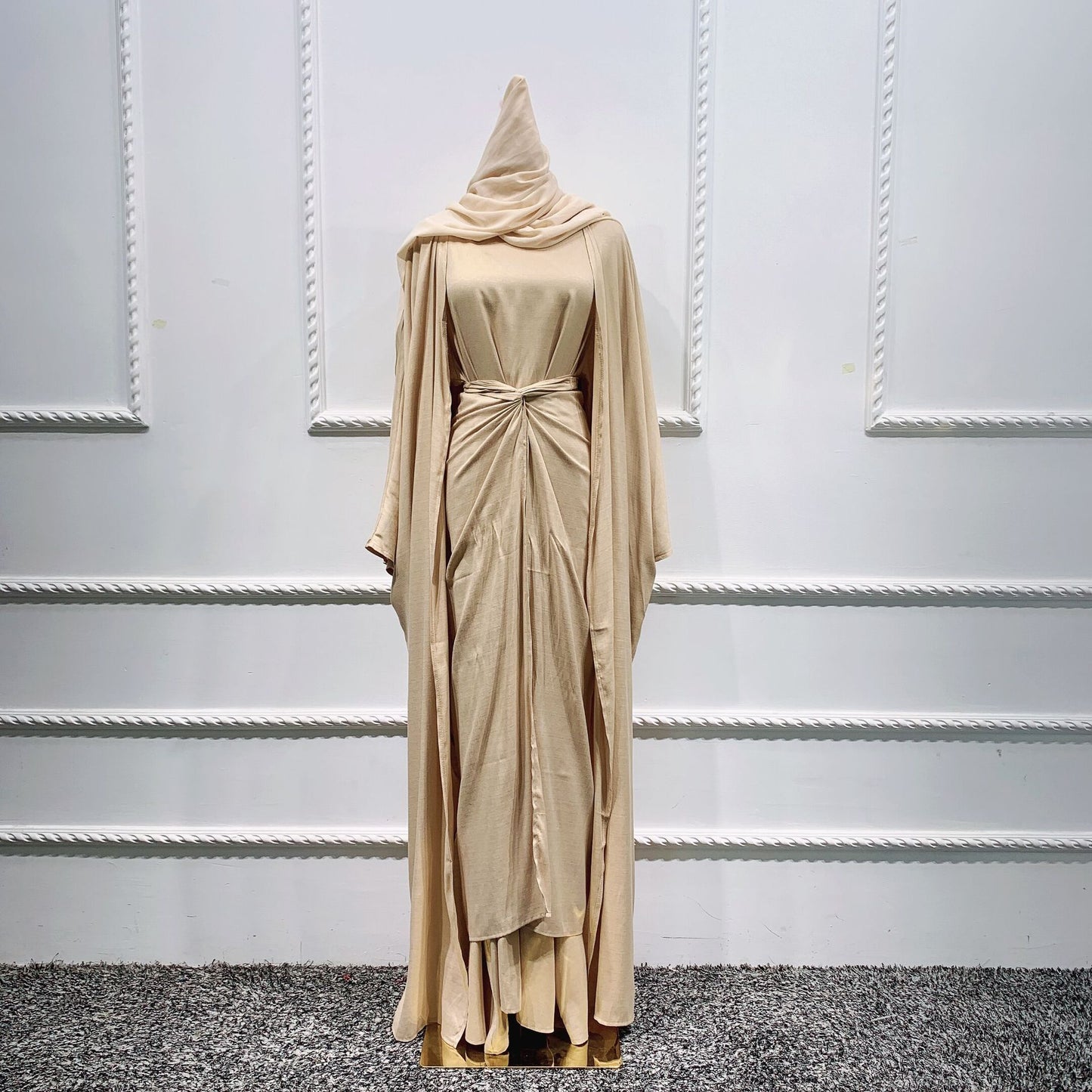 Solid Jumpsuit Robe Dubai Elegant Women Wear