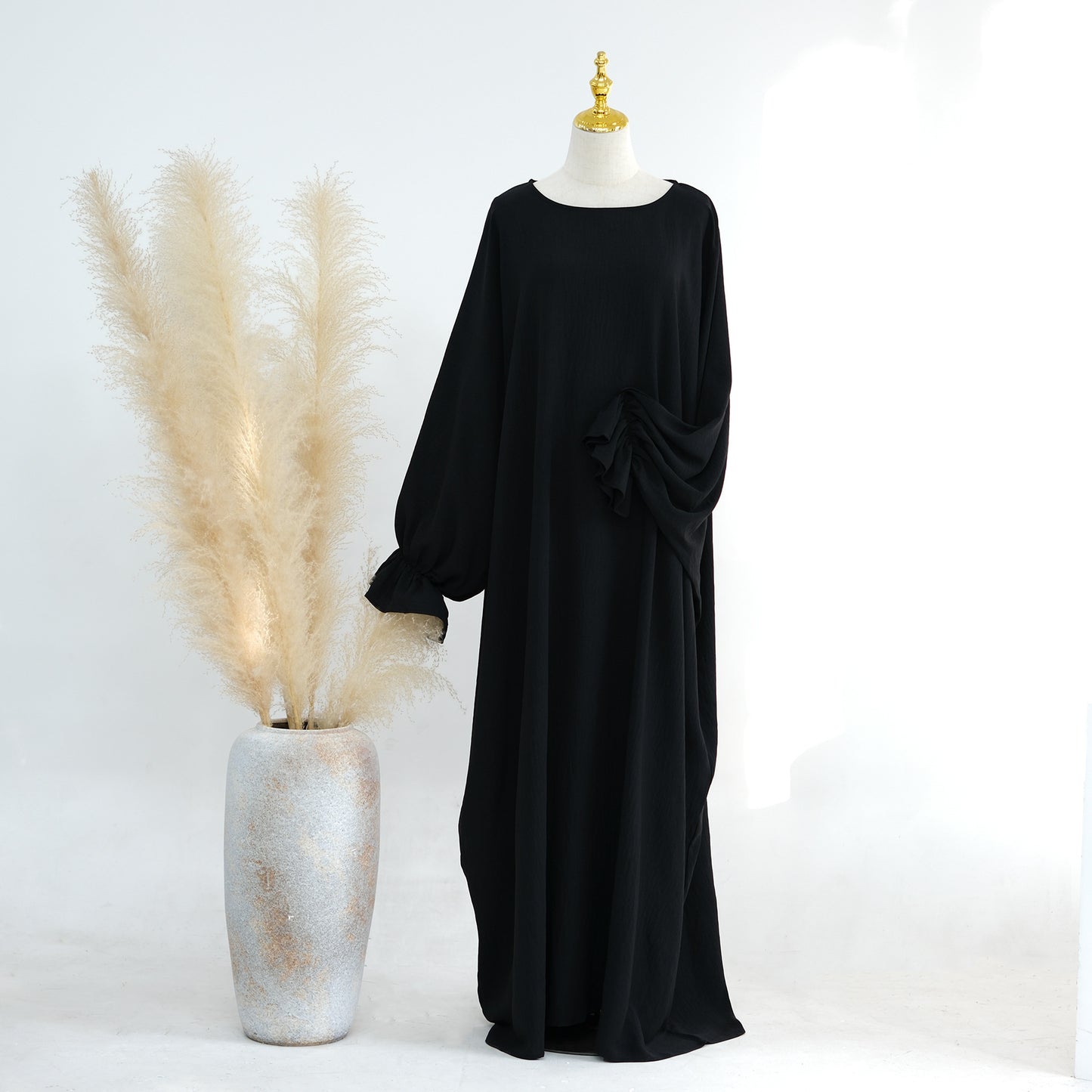 Solid Color Dubai Dress Long Middle East Wear