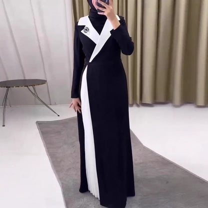Contrast Pleated Robe Dress Dubai for Women