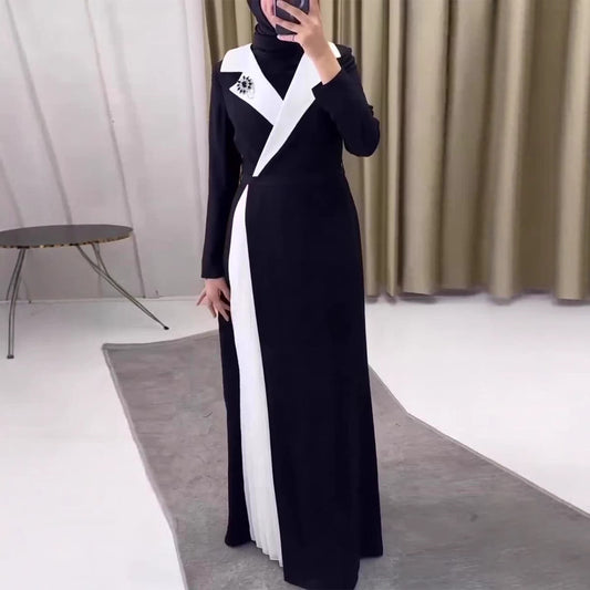 Contrast Pleated Robe Dress Dubai for Women