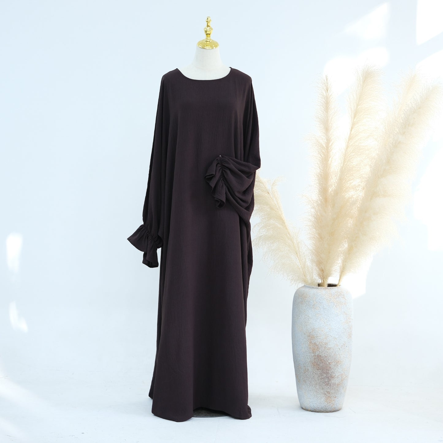 Solid Color Dubai Dress Long Middle East Wear