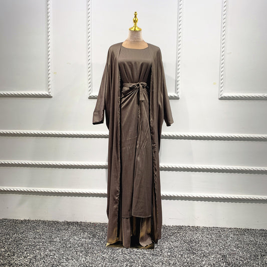 Solid Jumpsuit Robe Dubai Elegant Women Wear