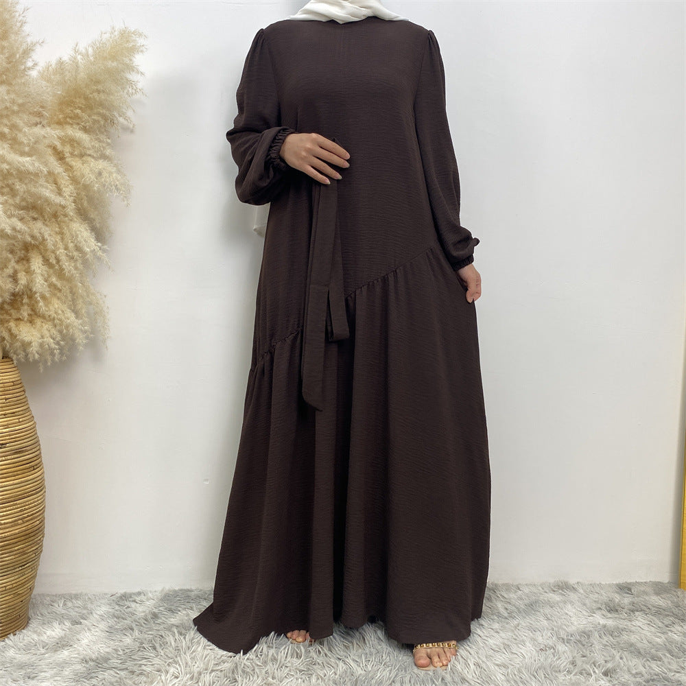 Stitching Swing Solid Color Dress Dubai Women