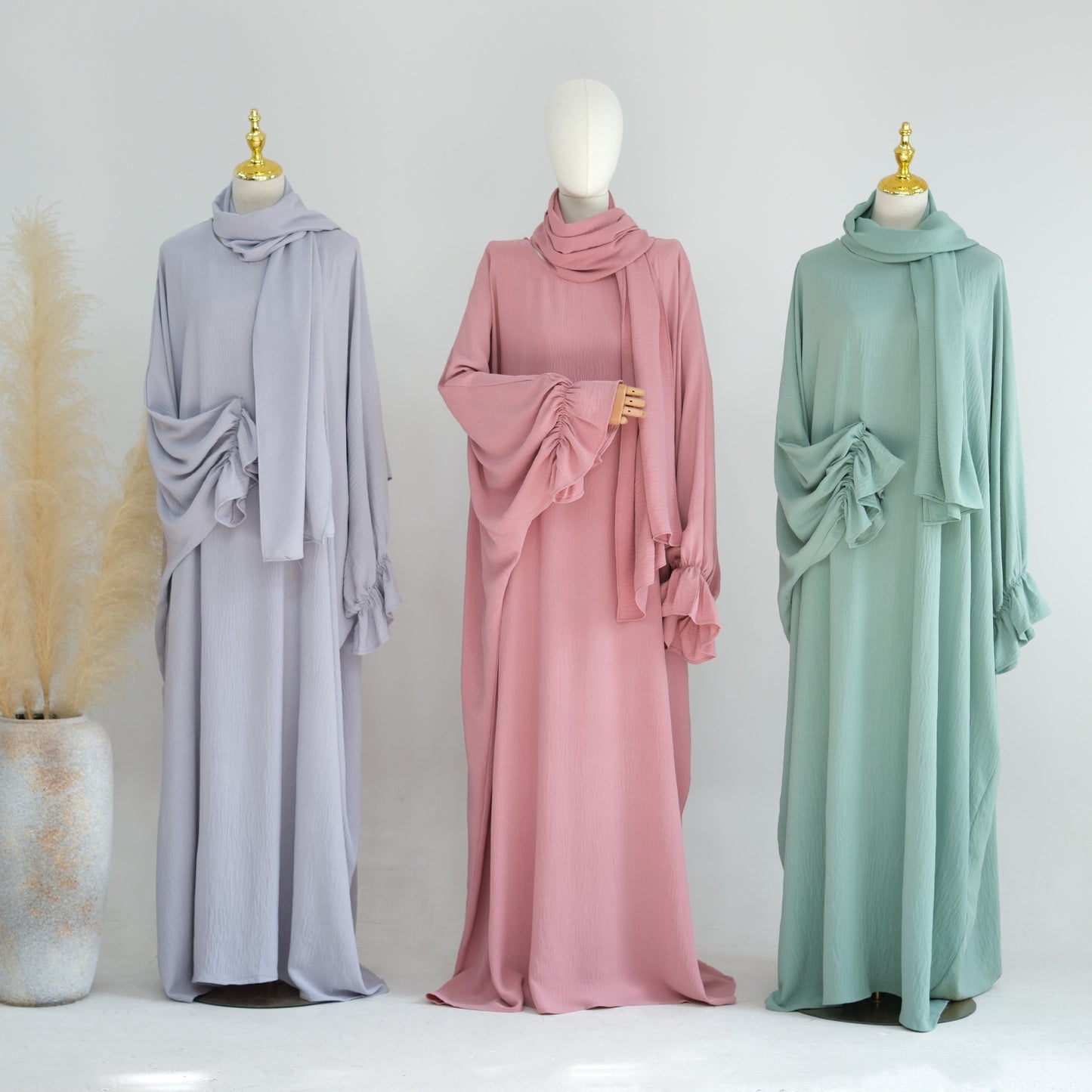 Solid Color Dubai Dress Long Middle East Wear