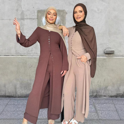 Dubai Casual Solid Color Two-Piece Women Outfit