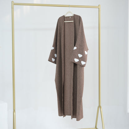 Elegant Dubai Embroidered Cardigan Robe Wear