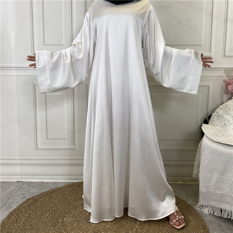 Lace Up Satin Muslim Long Dress Dubai Collection