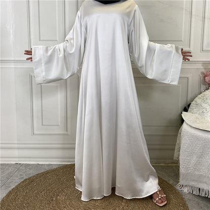 Lace Up Satin Muslim Long Dress Dubai Collection