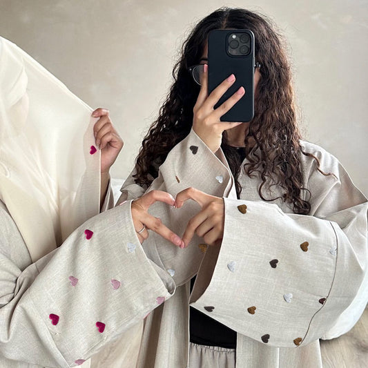 Elegant Dubai Embroidered Cardigan Robe Wear