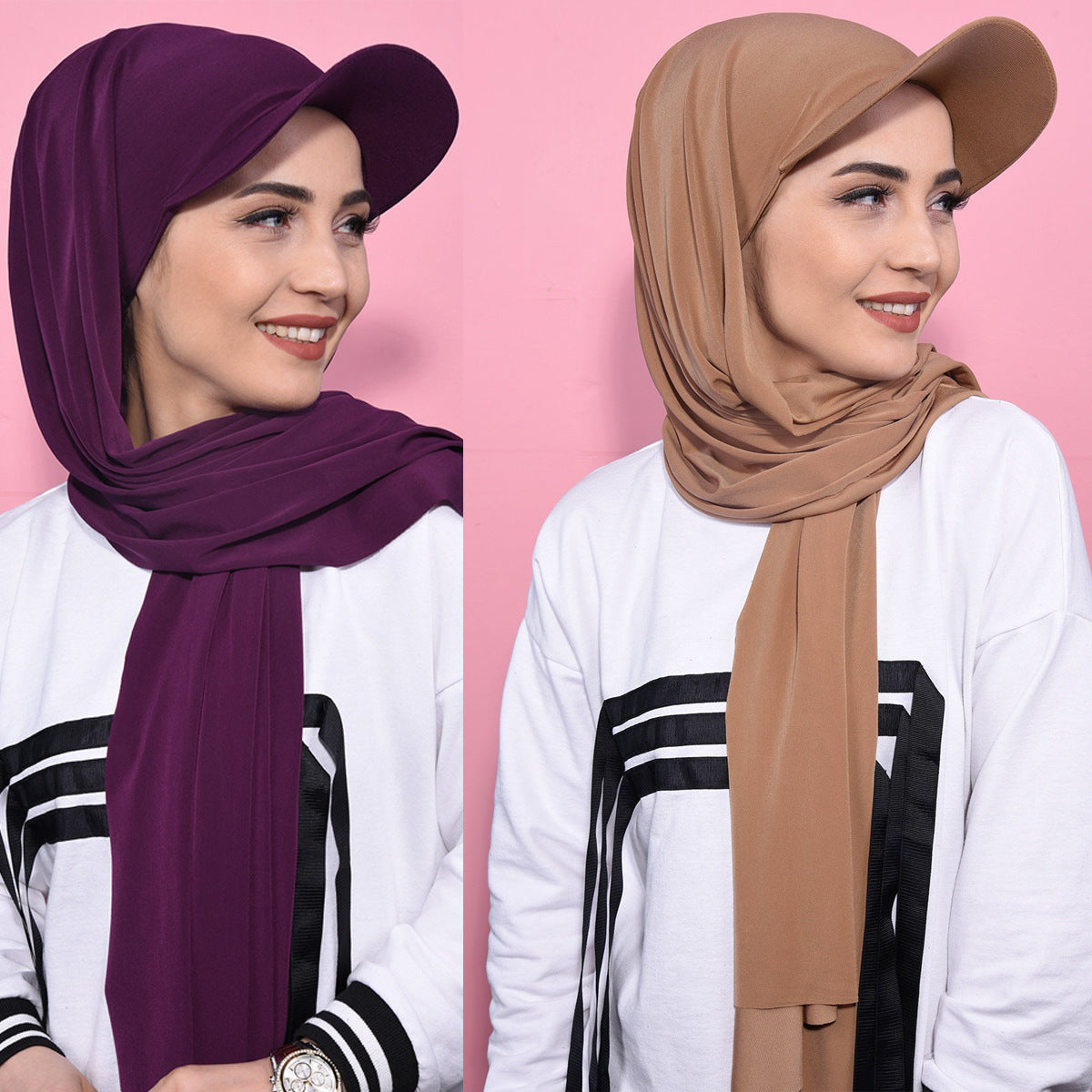 Solid Color Scarf Hat Pullover Women Middle East