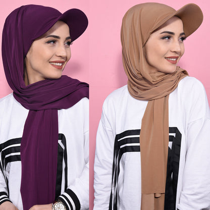 Solid Color Scarf Hat Pullover Women Middle East