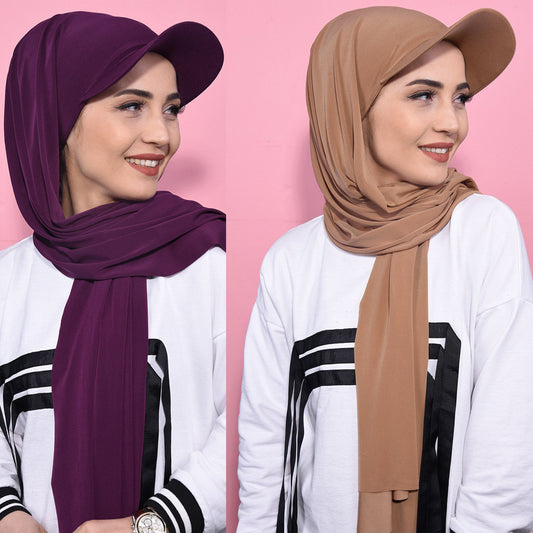 Solid Color Scarf Hat Pullover Women Middle East