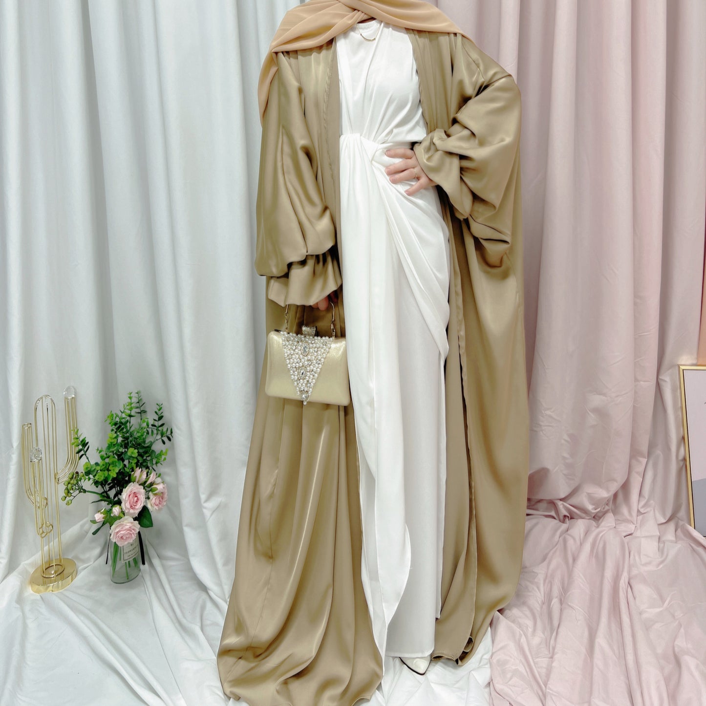 Puff Sleeve Elegant Cardigan Dress Dubai