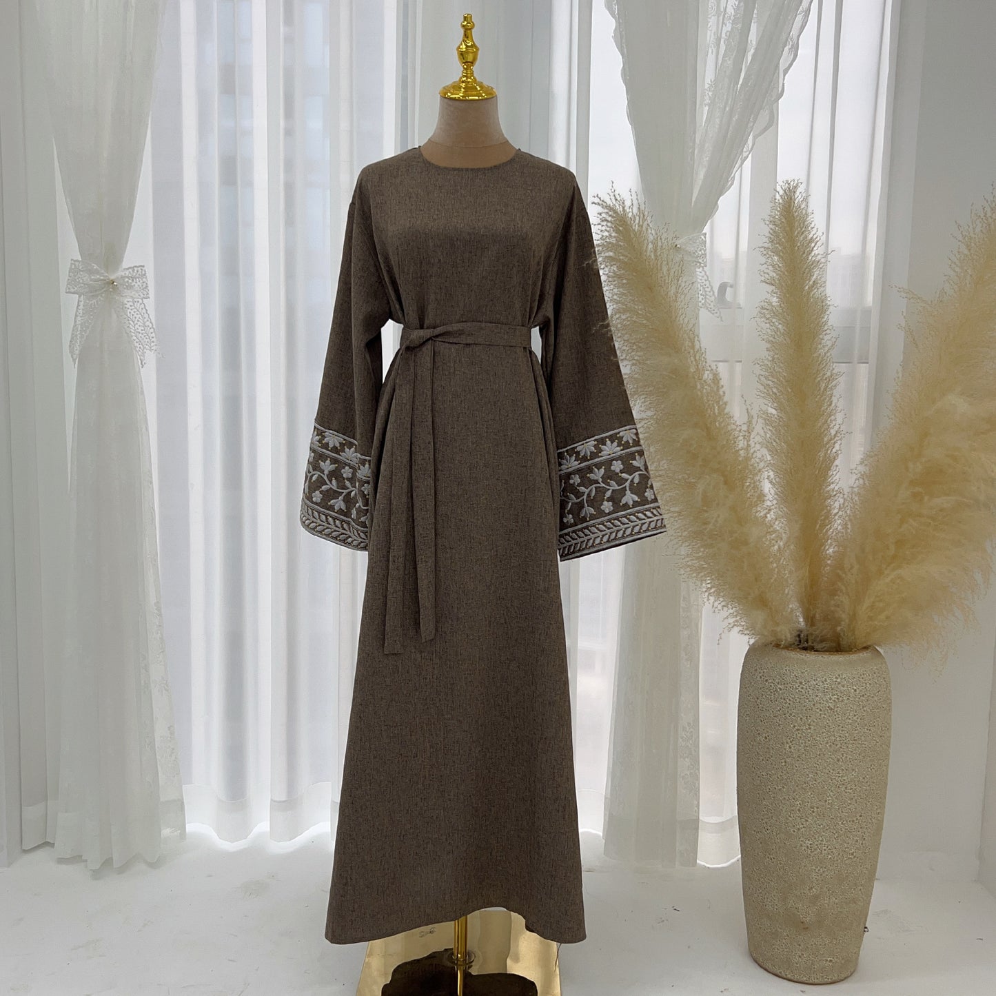 Embroidered Elegant Long Robe Dress Dubai