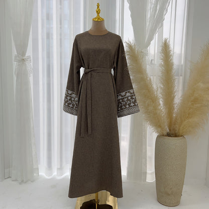 Embroidered Elegant Long Robe Dress Dubai