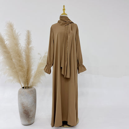 Small Horn Sleeve Solid Color Dress Dubai