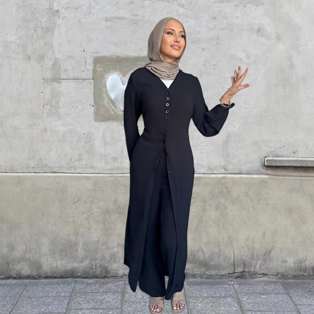 Dubai Casual Solid Color Two-Piece Women Outfit