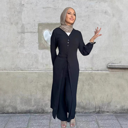 Dubai Casual Solid Color Two-Piece Women Outfit