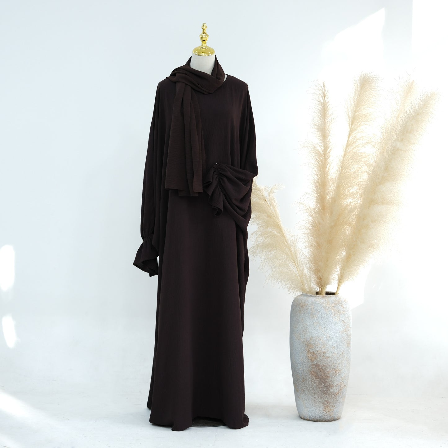 Solid Color Dubai Dress Long Middle East Wear