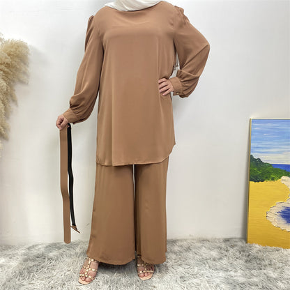 Solid Color Dubai Two-Piece Set for Women