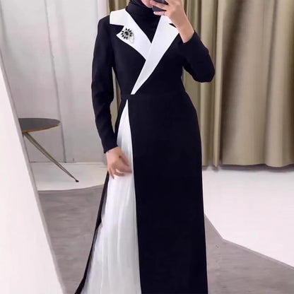 Contrast Pleated Robe Dress Dubai for Women