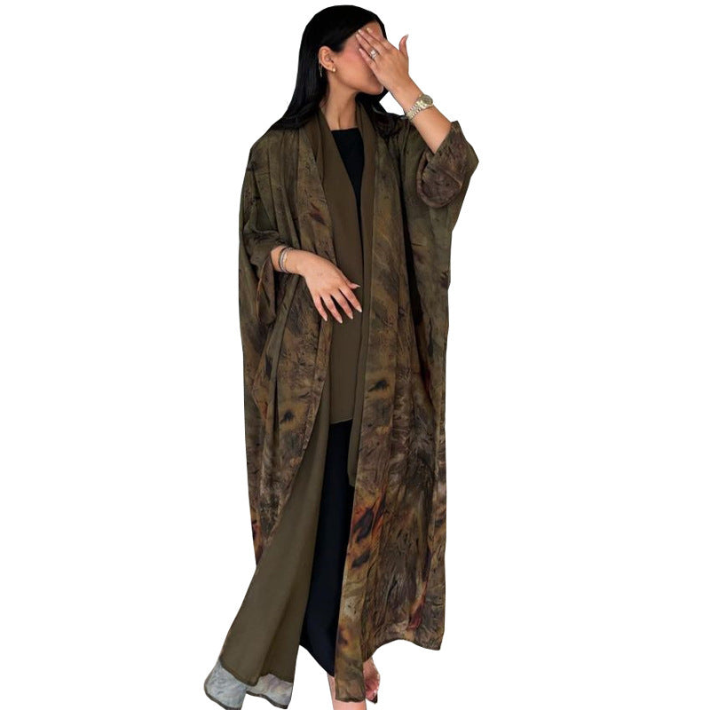 Printed Chiffon Robe Dress Outerwear Dubai