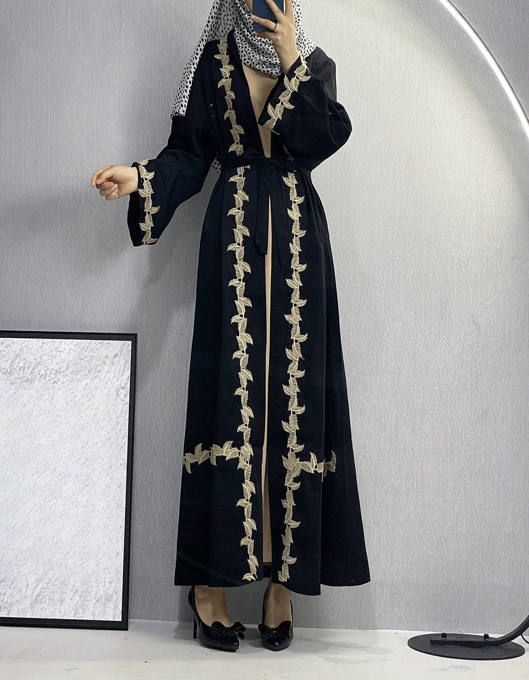 Embroidered Lace Long Dress Robe For Women